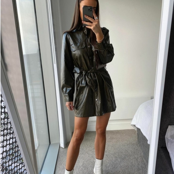 ZARA | Bloggers Fave Belted Faux Leather Shirt - Picture 5 of 15